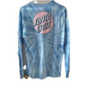 Santa Cruz Skateboards Medium Blue Tie-Dye Long Sleeve Shirt